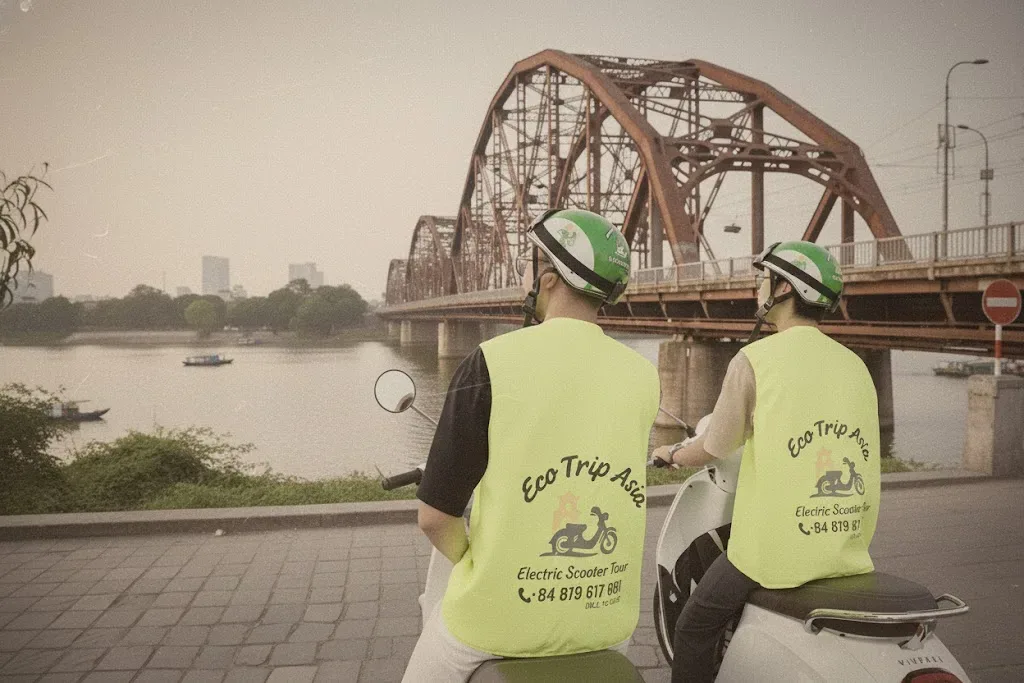 Hanoi Long Bien Bridge Vintage Iron Trestle View