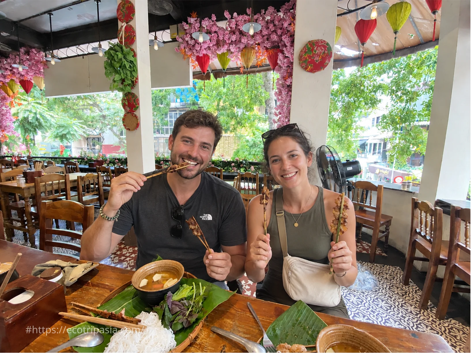 Pork Grilling Over Charcoal — hanoi street food tour with female riders by Eco Trip Asia