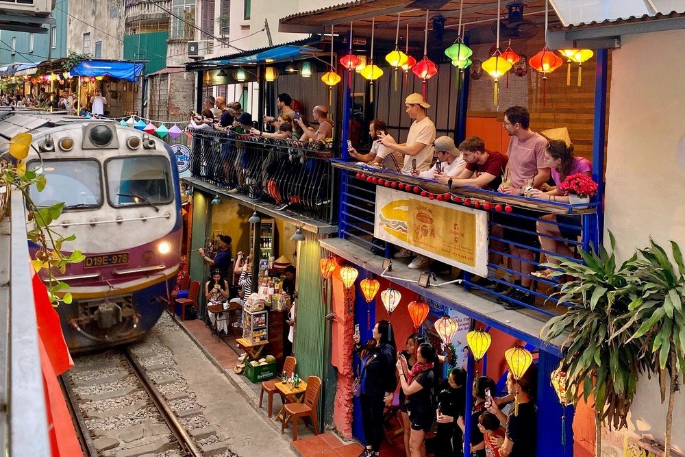 Hanoi Jeep Food Tour experience at Train Street in Hanoi Vietnam