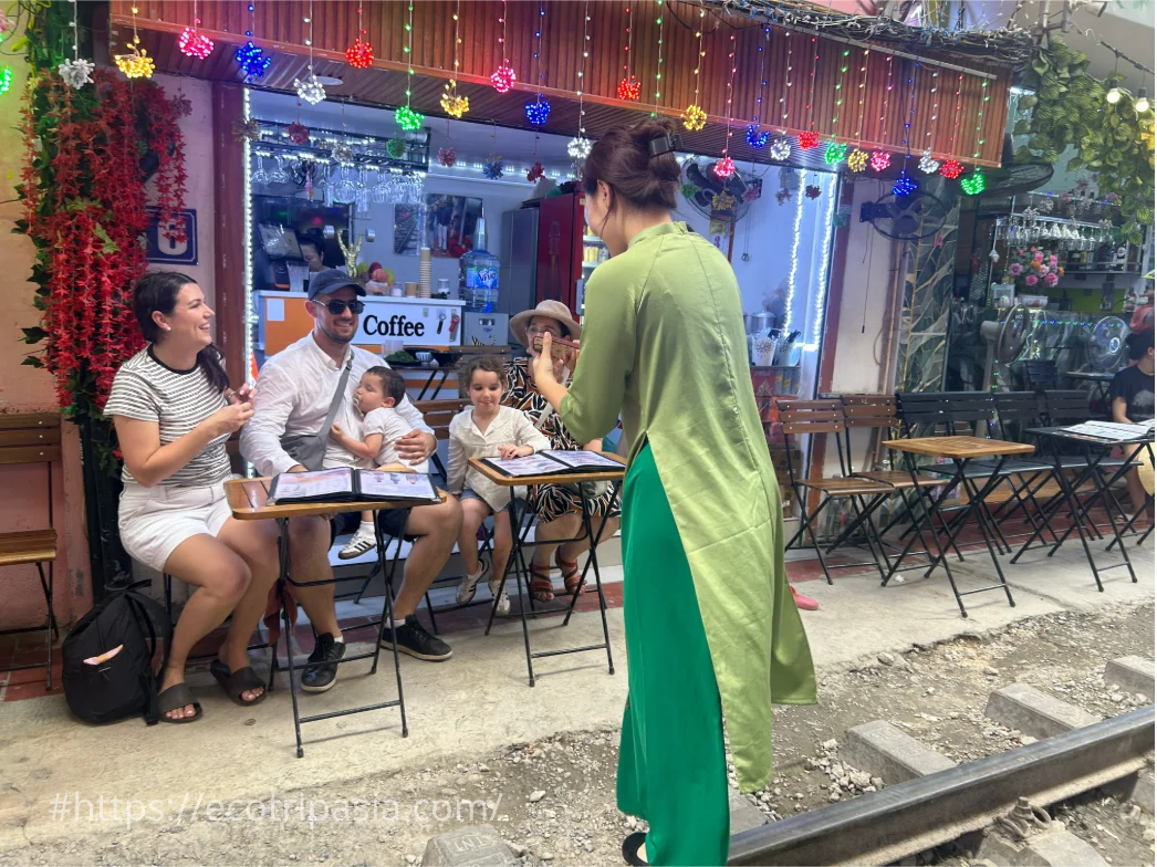 Vietnamese Coffee Served At The Railway Café — hanoi city tour with female riders by Eco Trip Asia